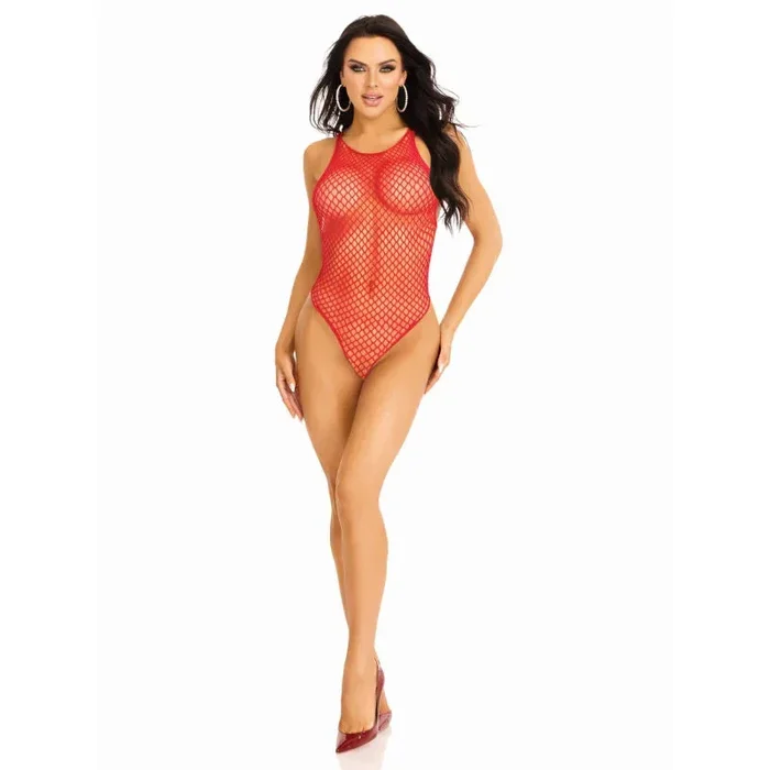 Industrial Net Snap Crotch Tank Bodysuit – One Size – Red