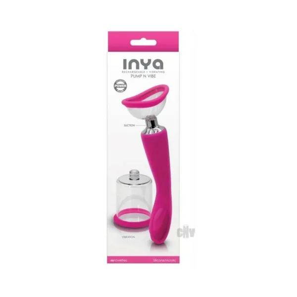 Inya Pump And Vibe With Interchangeable Suction Cups – Pink