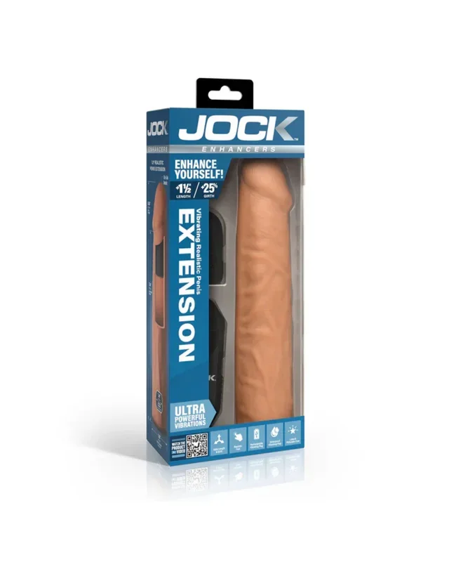 Jock Enhancers 1.5 Inch Vibrating Penis Extension Sleeve with Remote – Medium