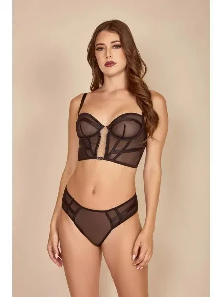 Josey Mesh with Chain Bustier Set – Black –