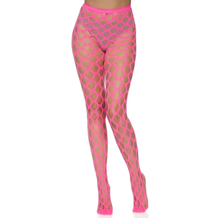 Jumbo Pothole Net Tights – Neon Pink- One Size
