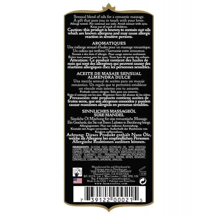 Kama Sutra Aromatic Oil – 8 oz Sweet Almond