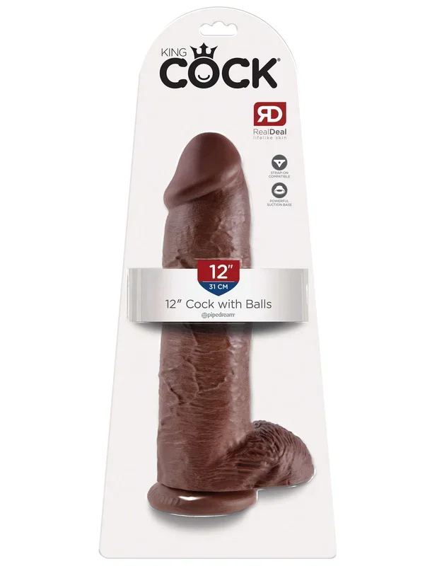 King Cock 12 inches with Balls Brown Dildo Real Deal RD