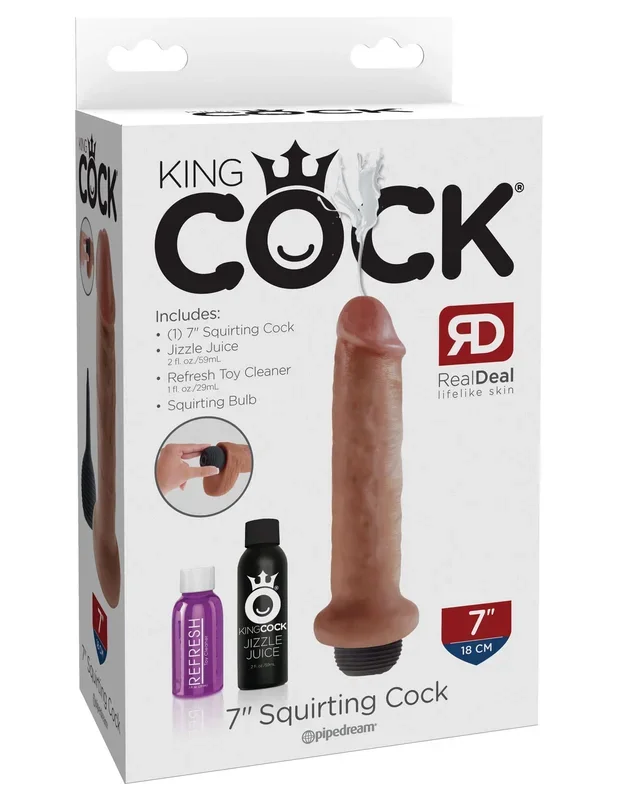 King Cock 7 inches Squirting Cock Beige Dildo Real Deal RD