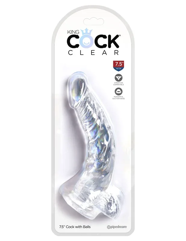 King Cock Clear 7.5 Inch Realistic Dildo With Balls
