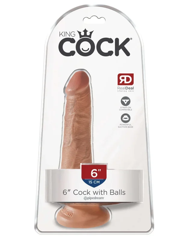 King Cock Dildo with Balls 6 inches – Caramel