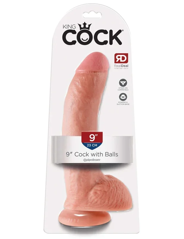 King Cock Dildo with Balls 9 inches Vanilla