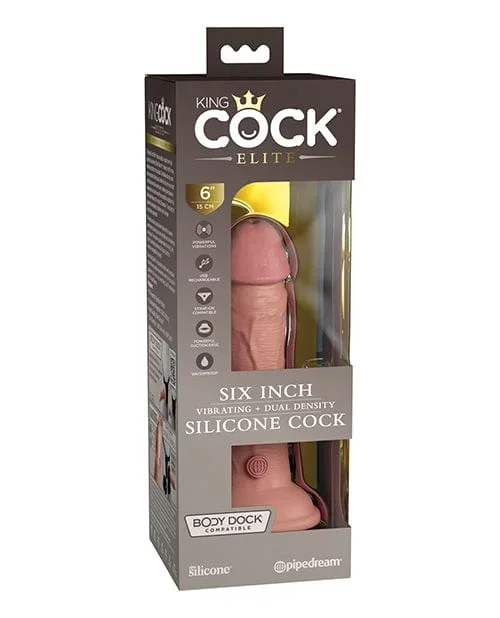 King Cock Elite 6″ Dual Density Vibrating Silicone Cock