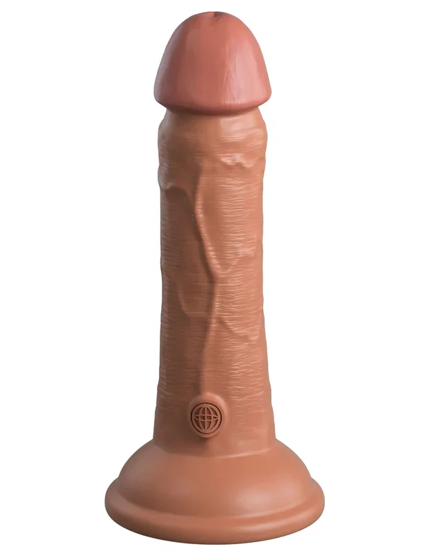 King Cock Elite 6 Inch Vibrating Silicone Dual Silicone Dual Density Cock – Tan