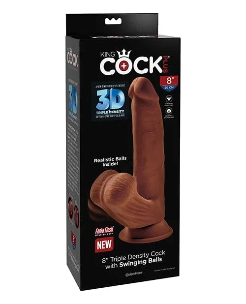 King Cock Plus 8″ Triple Density Cock with Swinging Balls – Brown