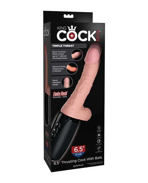 King Cock Plus Thrusting Cock with Balls 6.5 inches Vanilla