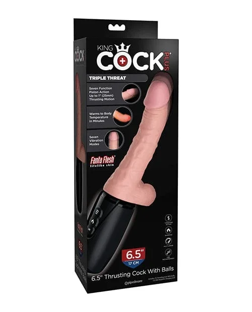 King Cock Plus Thrusting, Warming & Vibrating 6.5″ Triple Threat Dong