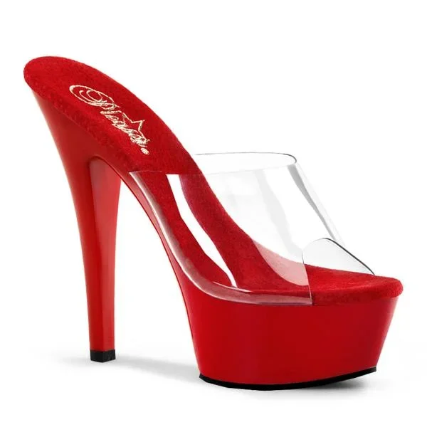 Kiss 201 Clear Top 6″ Heel – Clear/Red –