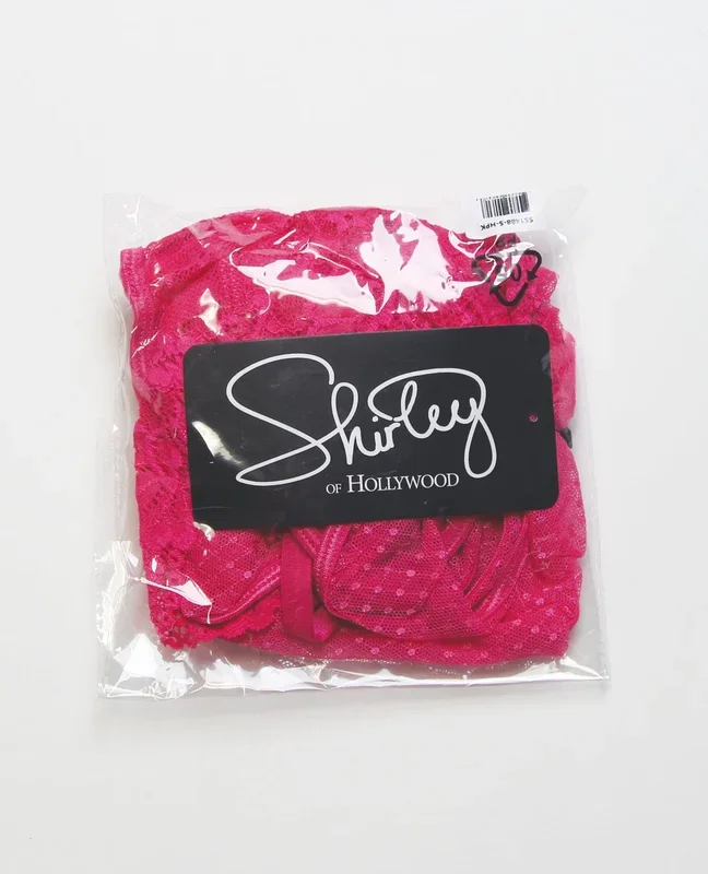 Lace and Mesh Chemise w/Attached Garters & G-String 2 pc Set – Pink MD