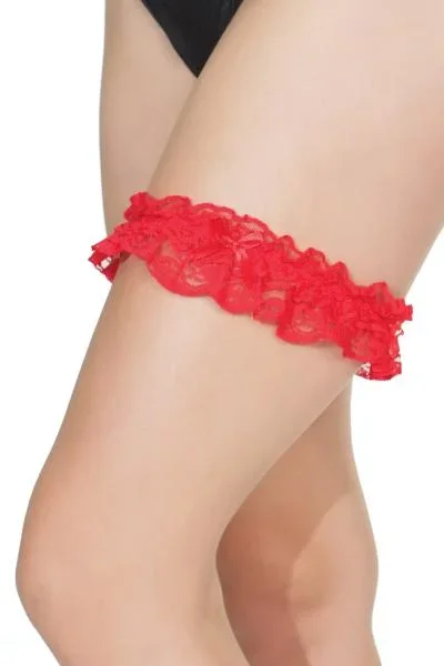 Lace Leg Garter – Red – One Size
