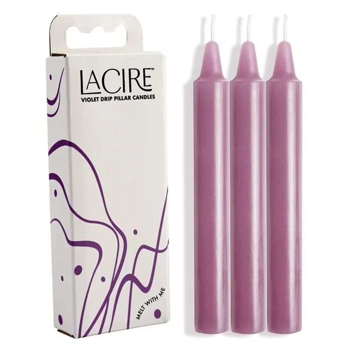 LaCire Drip Pillar Candles – Violet – Violet Drip Candles – Set of 3