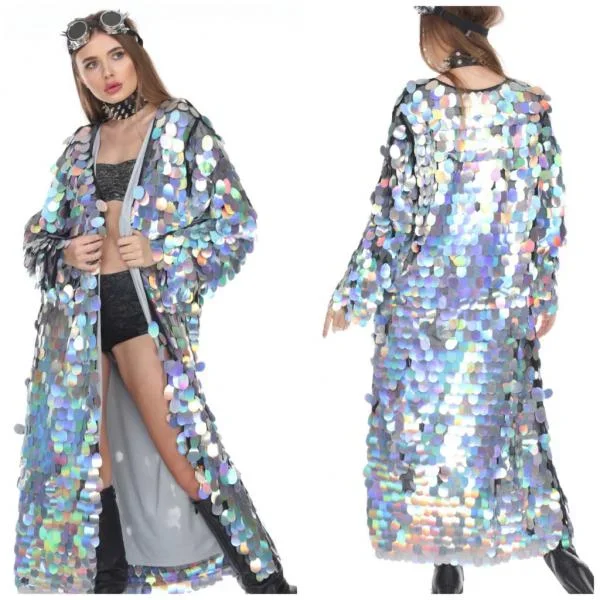 Large Circle Sequin Long Duster – Multi Colored – One Size