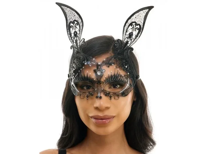 Laser Cut Bunny Mask – Black