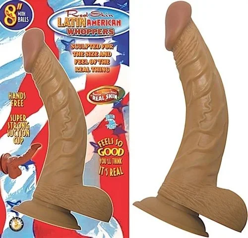 Latin American 8 Inch Realistic Dong with Balls and Suction Base