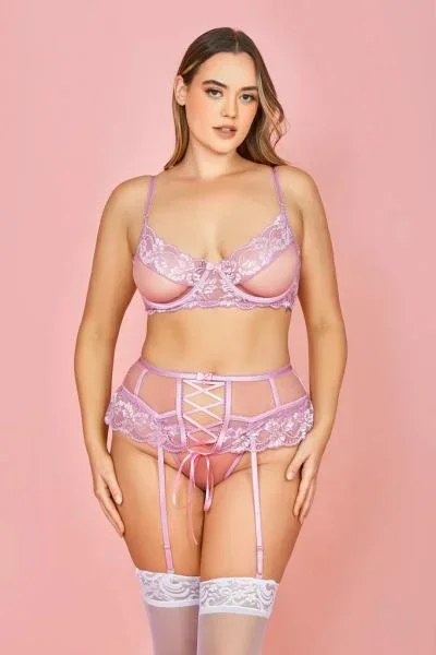 Laurie Three Piece Bra Set – Pink –
