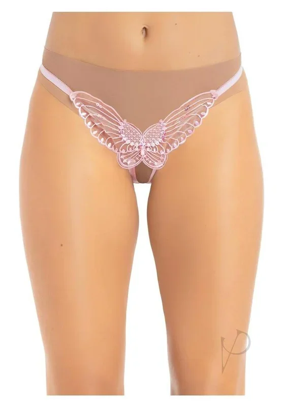 Leg Avenue Butterfly Crotchless Panties OS Pink 12 Pack