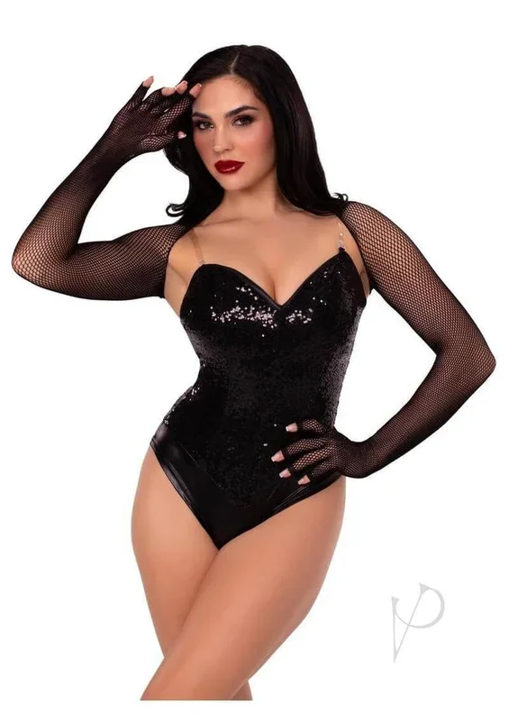 Leg Avenue Fishnet Fingerless Gloved Shrug Black OS