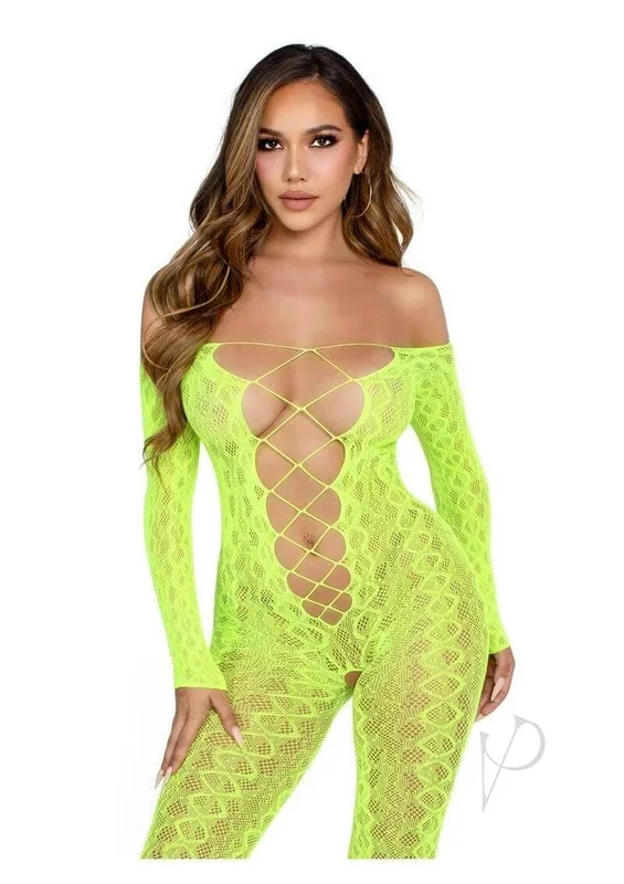 Leg Avenue Python Net Crotchless Footless Lingerie Jumpsuit