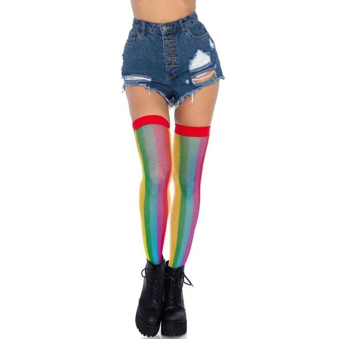 Leg Avenue Rainbow Fishnet Thigh Highs