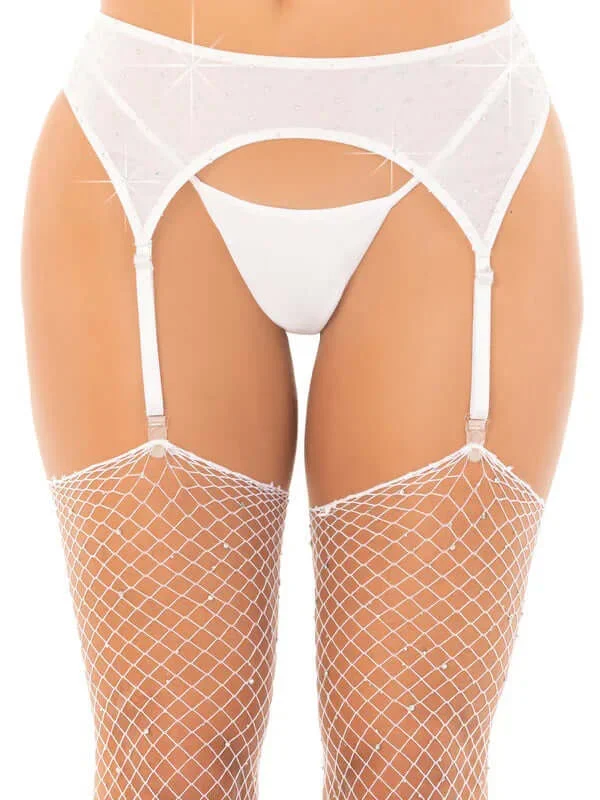 Leg Avenue Rhinestone Garter Belt O/s – White