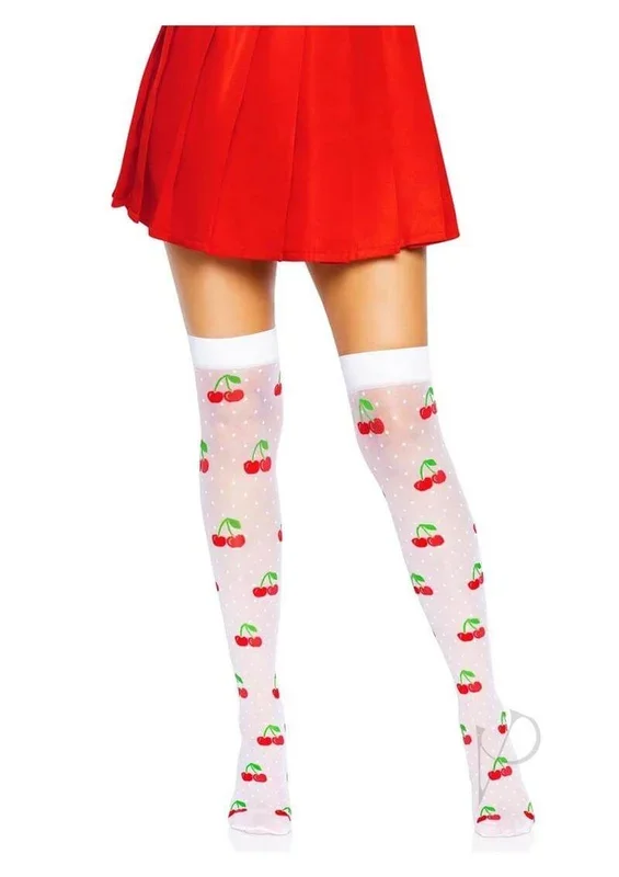 Leg Avenue Spandex Sheer Polka Dot Cherry Thigh Highs OS