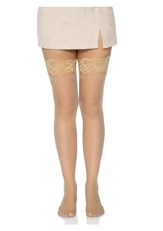 Leg Avenue Stay Up 3in Lace Top Lycra Sheer Thigh High
