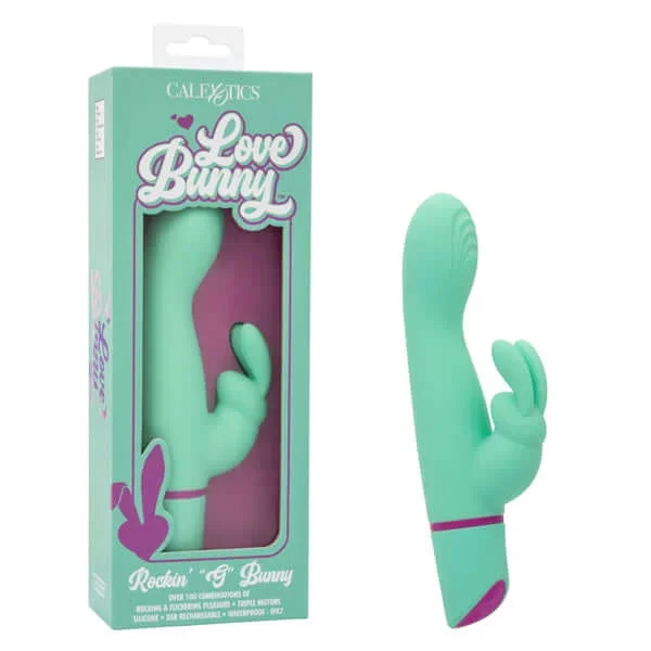 Love Bunny Rockin G Bunny Rechargeable Silicone Rocking Motion G-Spot Rabbit Vibrator – Green/Purple