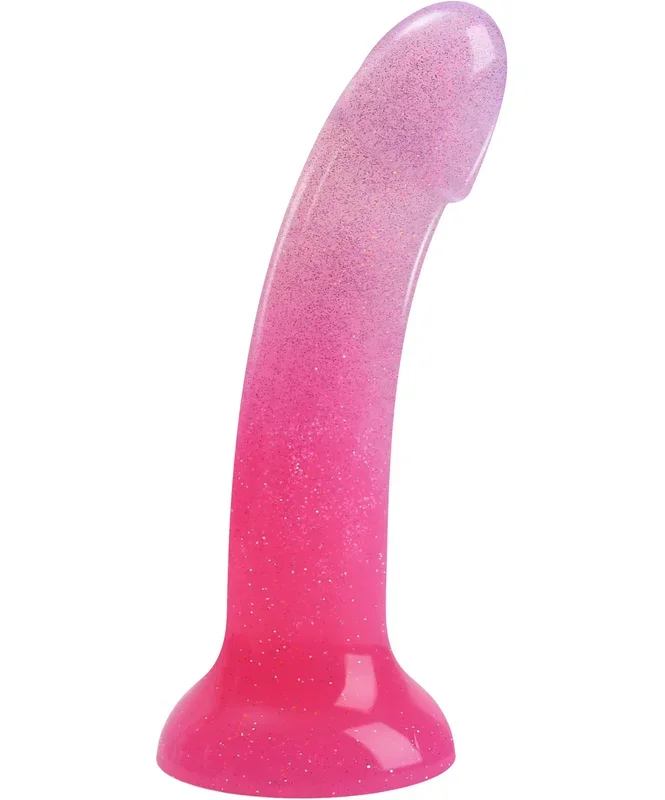 Love To Love Dildolls Sunrise 6 In. Silicone Dildo With Multicolor Star Glitter Pink/purple