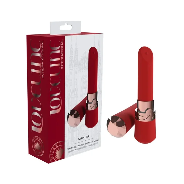 LOVELINE Dahlia – Red – Red 12.5 cm USB Rechargeable Lipstick Vibrator