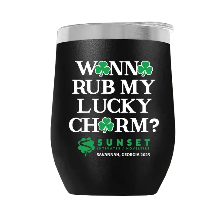 LUCKYCHARM003-2025 12oz WINE TUMBLER – BLACK