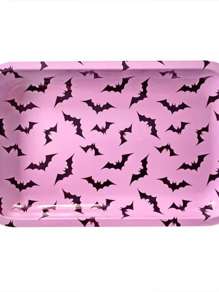 Luna Bats Big Tin Tray – Pink/Black
