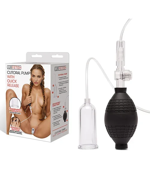 Lux Fetish Clitoral Pump with Quick Release – Clear/Black
