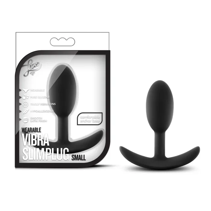 Luxe Wearable Vibra Slim Plug Small Black 3.5 Inch Length