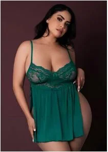 Magic Silk Evermore Babydoll & Cheeky Panty Set Emerald Queen Size