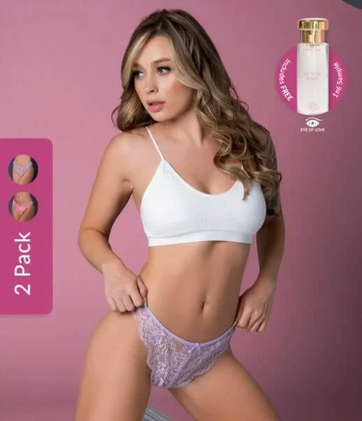 Magic Silk Pheromone Panties Split Crotch Panty 2-Pack Lilac/Rose S/M