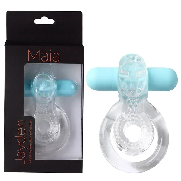 Maia Jayden – Clear/Blue USB Rechargeable Vibrating Cock & Ball Rings