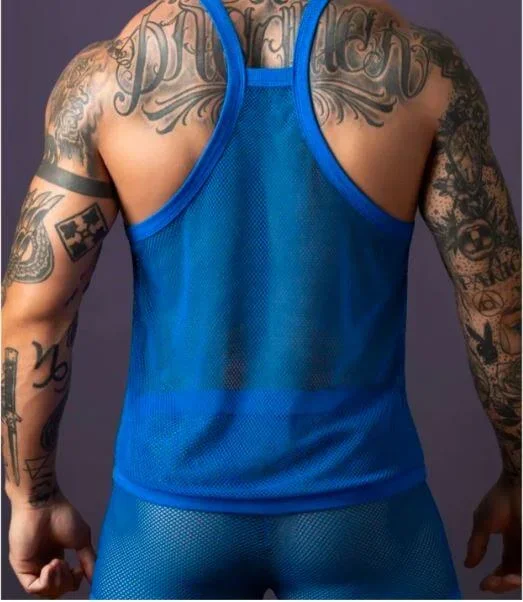 Male Power Fishnet 2.0 Tank Top Royal S M
