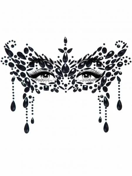 Masquerade Mask Rhinestone Stick-On Face Jewels – Black