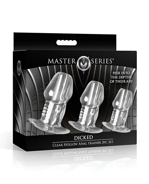 Master Series – Dicked Clear Hollow Anal Plug 3 pc Set