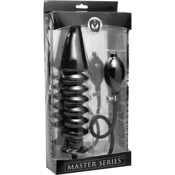 Master Series Accordion Inflatable XL Anal Plug Black 14.5 Inch