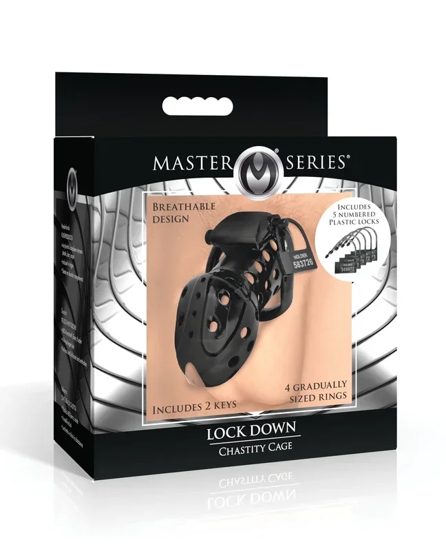 Master Series Lock Down Chastity Cage – Black