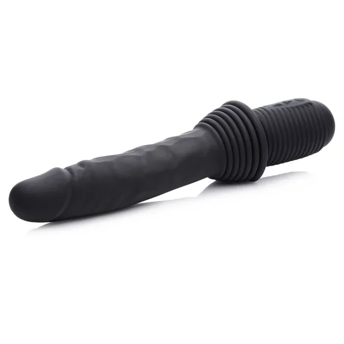 Master Series Vibrating and Thrusting Rechargeable Silicone Dildo – Black