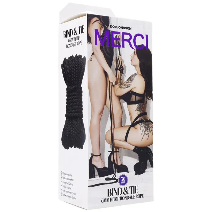 Merci – Bind and Tie – 6mm Hemp Bondage Rope – 30 Feet – Black