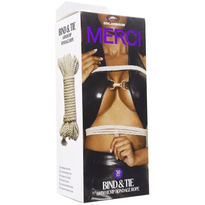 Merci – Bind and Tie – 6mm Hemp Bondage Rope – 30 Feet – Natural