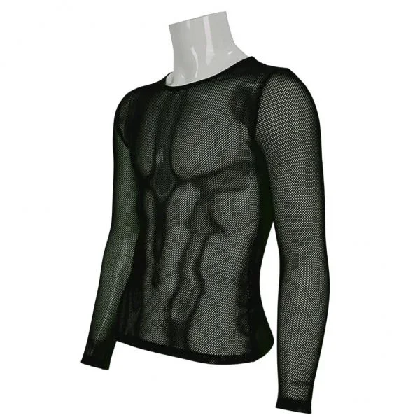 Mesh Long Sleeve T-Shirt – Black –